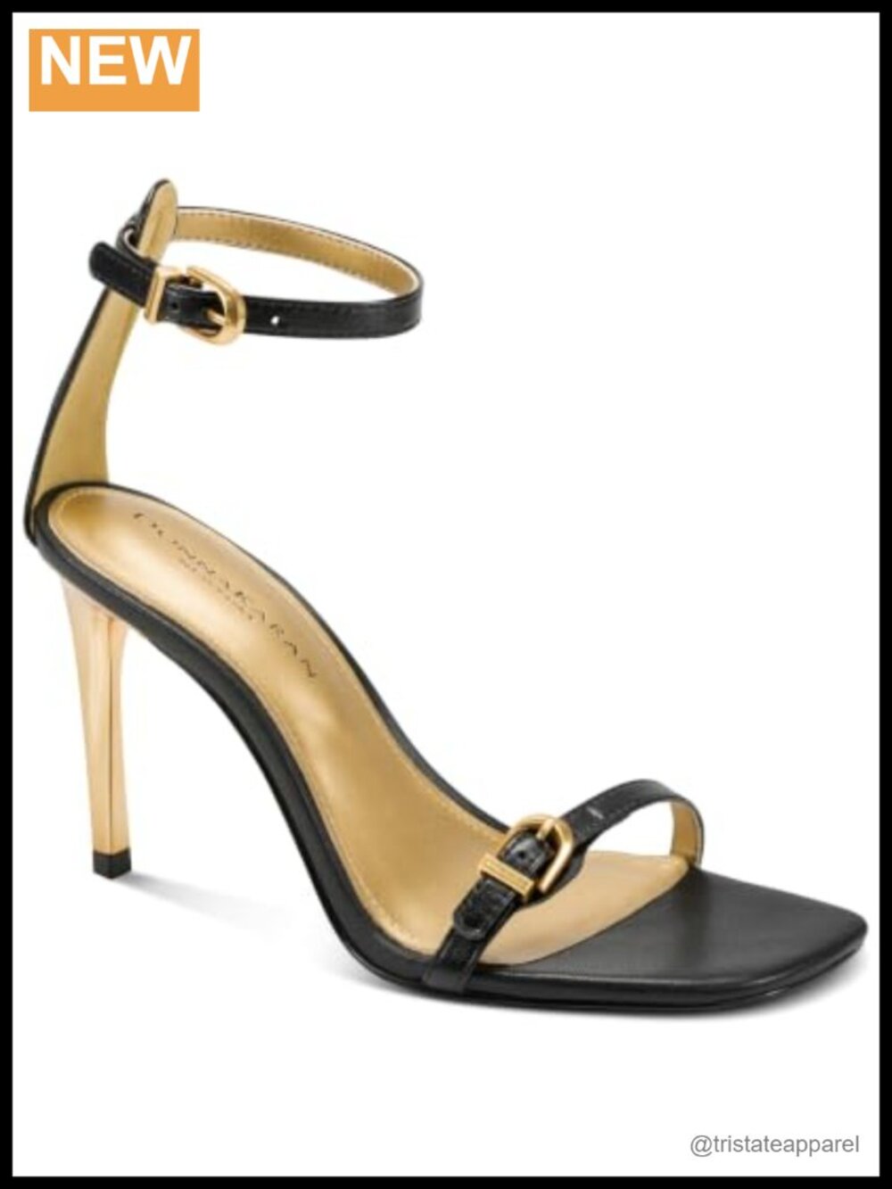Donna Karan Pryce Leather Ankle Strap Stiletto Heel Sandal 3.5 Inch